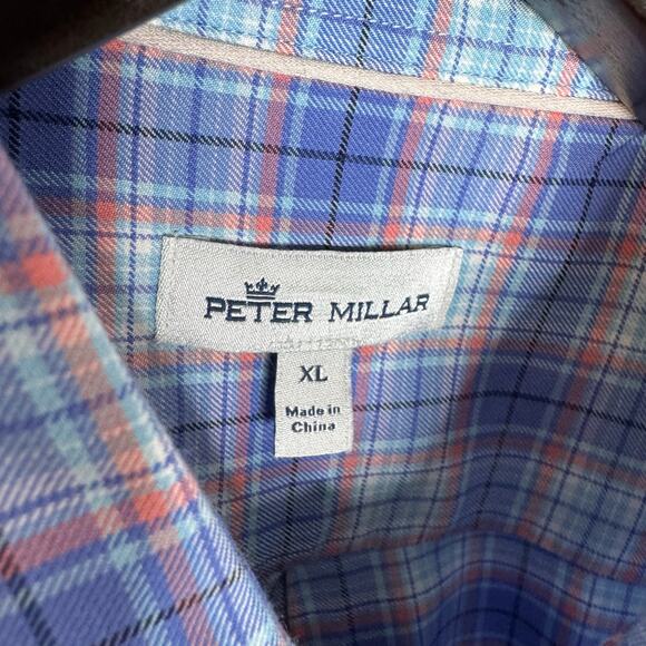 Peter Millar Men's Whitby Coast Plaid Button Down Blue Shirt Preppy Sz. XL - Picture 9 of 10
